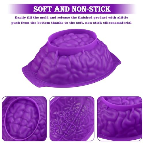 Image of Sakolla 2 Pack Halloween 3D Human Brain Silicone Molds | Food-grade Silicone Molds, Human Brain Shape Baking Molds for Chocolate Bomb, Jelly, Cake, Gelatin, Candle and Resin