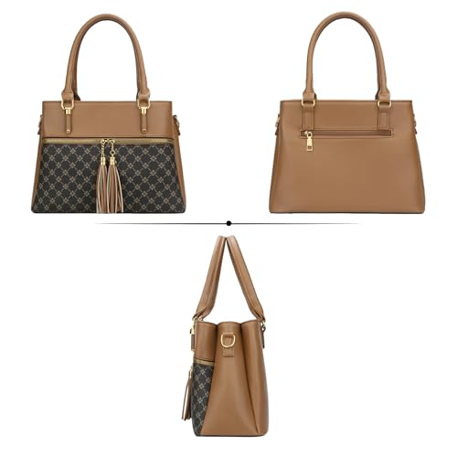 Image of KKXIU Women Satchel Bags Handle Shoulder Handbags and Purses Pockets Zipper Leather Crossbody Bags