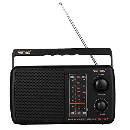 Image of Vemax Base 3-Band (FM /AM /MW) Portable Radio (Black)