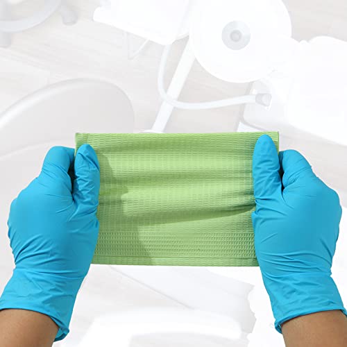 JMU 125 Pack Dental Bibs, Disposable Dental Bibs 3-Ply Waterproof Patient Bibs Tray Covers 13" x 18" Green
