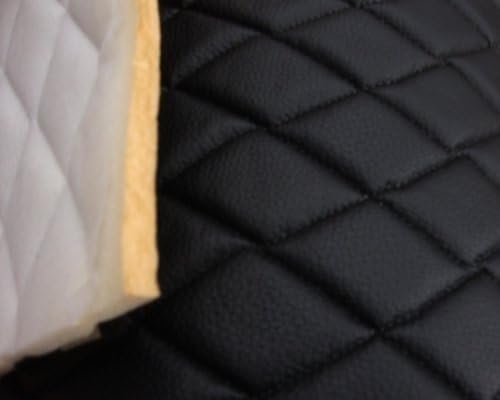 Black Quilted Vinyl Fabric with 3/8" Foam Backing Upholstery By the Yard (F.E.