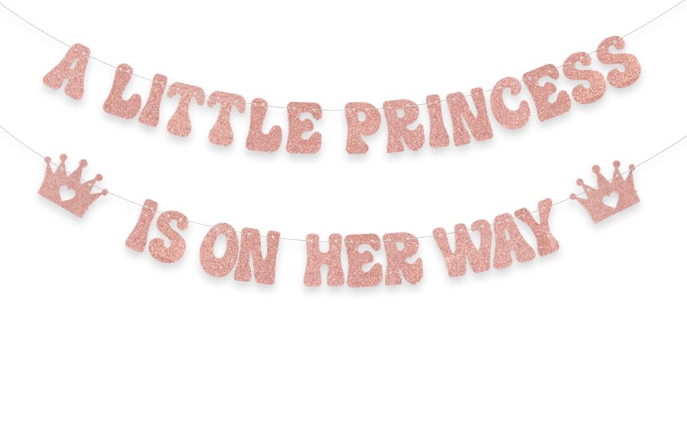 A Little Princess is on her Way Banner, Princess Baby Shower Decorations, Crown Gender Reveal Party Decoration, Baby Girls Birthday Party Supplies