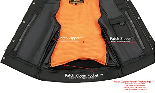 Milwaukee Leather MLM3510 Men's Black Premium Leather Club Style Vest - Dual Closure Open Neck Motorcycle Rider Vest4