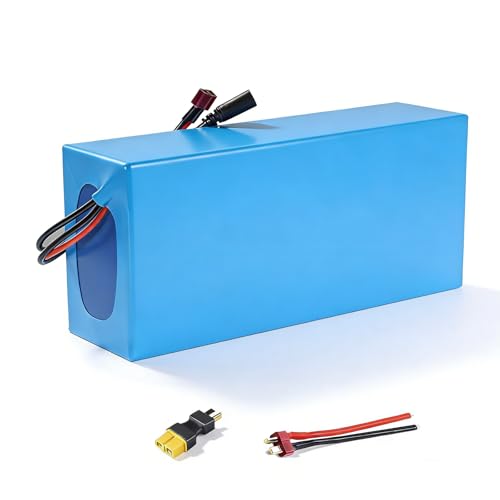 Veleylr 48V 15Ah Universal Lithium Battery 48V Battery with 20A BMS & Waterproof PVC Case, T-Plug/Support for 250-1000W DIY Projects