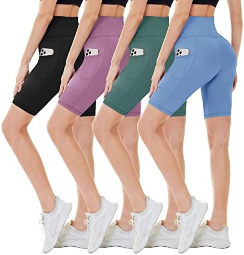 CAMPSNAIL Biker Shorts for Women with Pockets-8" Compression High Waisted Shorts for Workout Gym Yoga Exercise Running