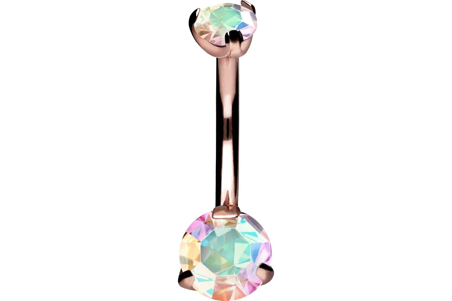 PIERCINGLINE Piercing para el ombligo de titanio con rosca interior, dos cristales, diseño de banana