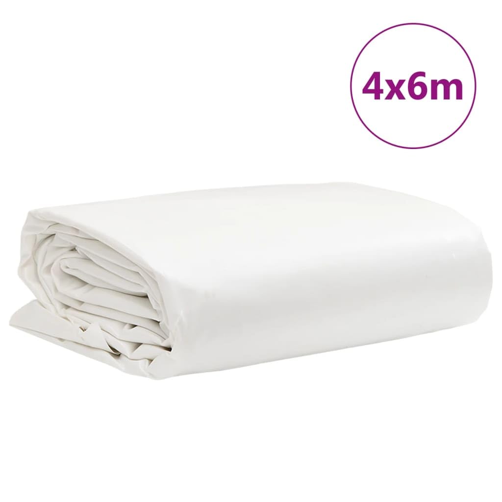 Telone di copertura, bianco, 4 x 6 m, con rivestimento in PVC, 650 g/m², protezione dalle intemperie, per mobili da giardino, legno, rimorchi, auto, barca, terrazza, garage