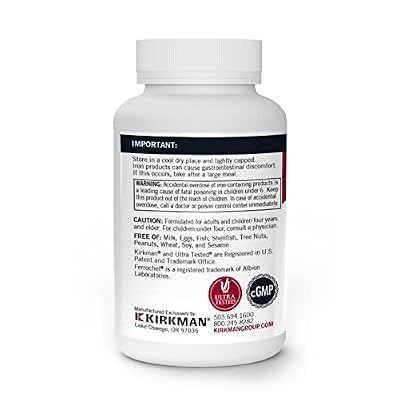 Kirkman Iron Ferrochel 5 mg - Hypoallergenic || 120 Vegetarian Capsules || Minerals || Gluten and Casein Free || Aids in The Production of Hemoglobin || Capsules are Plant Based