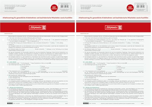 Brunnen Baier & Schneider 1025250 Vertragsformular Arbeitsvertrag gewerblich, selbstdurchschreibend, A4, 2 x 2 Bla (Packung mit 2)