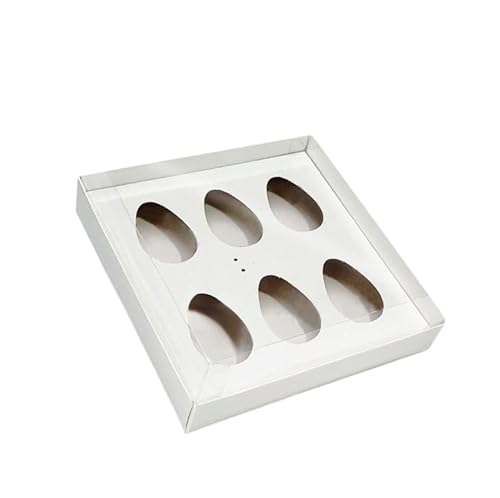 Caixa para 6 Ovos de Colher de Páscoa, 50g, Branca, 20x20x8cm Menu Degustação kit com 5 unidades