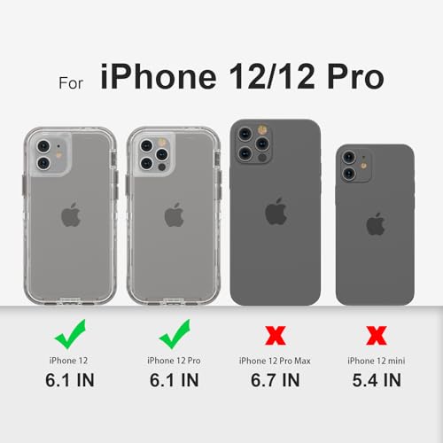 for iPhone 12 Case/iPhone 12 Pro Case, Heavy Duty Shockproof Protection Phone Cases, Anti-Drop, Dual Layer Transparent Protective Cover Compatible with iPhone 12/12 Pro, 6.1'', Gray