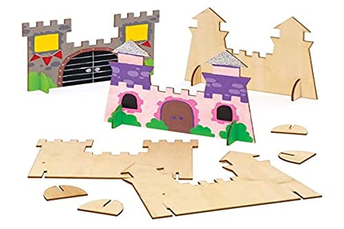 Baker Ross Märchenschlösser aus Holz zum Aufstellen (6 Stück) – für Kinder zum Basteln und Gestalten