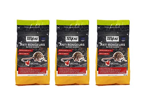 Teskad Pack x 3 Anti Rats et Souris 150g