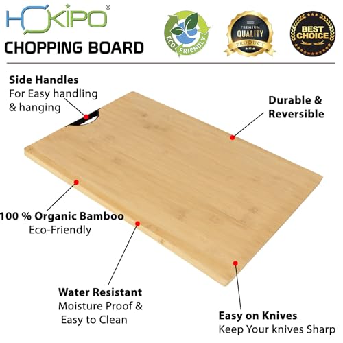 Image of HOKIPO Bamboo Wooden Jumbo Chopping Cutting Board for Kitchen - 60x40 cm (NEW-AR-3789)