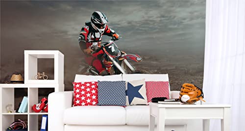 Papier peint moto désert effet 3D pour un salon moderne