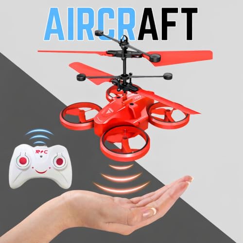 Image of Hand Sensor Drone for Kids Red | Gesture Control Flying Helicopter Toy with LED Lights | Rechargeable Indoor Flying Toy | Automatic Hover Safe Drone | Birthday Gift for Boys Girls