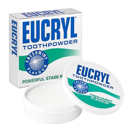 Eucryl Freshmint Toothpowder Tooth Whitening Powder Powerful Stain Remover For Tobacco Tea Coffee & Wine Stains Unique Polishing Action 1 x 50g
