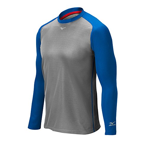 Mizuno Pro Breath Thermo Training Top, Grey/Royal, XX-Large