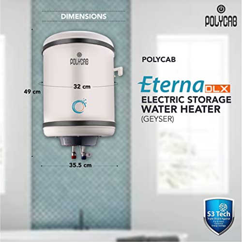 Image of Polycab Eterna DLX 25L Storage Water Heater (Geyser 25 litres) 4 Star BEE Rated Heater (White)