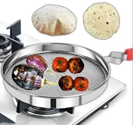 Urban Foundry Phulka Grill Roaster for Gas Stove, Grill Mesh Tawa Jali for Kitchen Cooking, Roti Basket Pan Roaster Grill, Papad Jali, Mesh Brinjal (Completely Stainless Steel)-Pack of-1-image-6