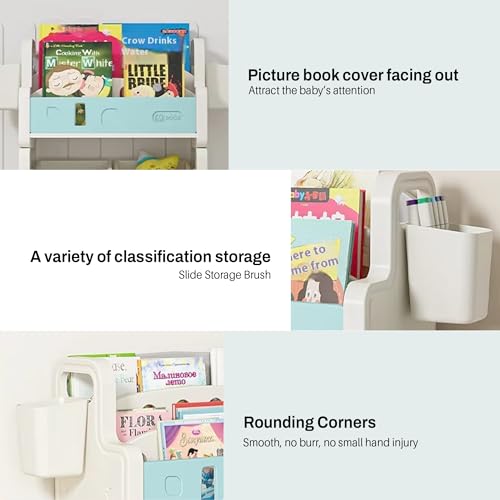 Image of BAYBEE Multipurpose Storage Rack for Kids | Toy Organizer & Bookshelf for Toddlers | Compact Storage Shelf for Toys, Stationery, Art Supplies | Detachable Book Rack with Rounded Corners (Green)