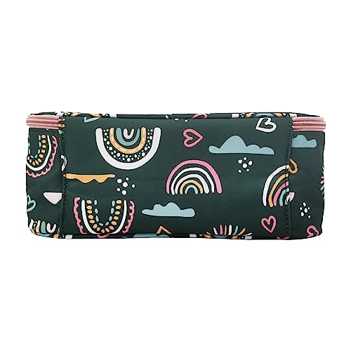 Image of Girls Insulated Kids Lunch Bags Mini Cooler Back to School Food Storage Tote - Picnic Cookouts Travel Reusable Small Lunch Boxes with Cute Pattern Green Rainbow