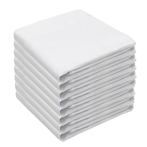 8 Piezas Pañuelo de Algodón Blanco para Traje Hombre, Bolsillo para Boda, Fiesta y Otras Ocasiones - 40 * 40cm