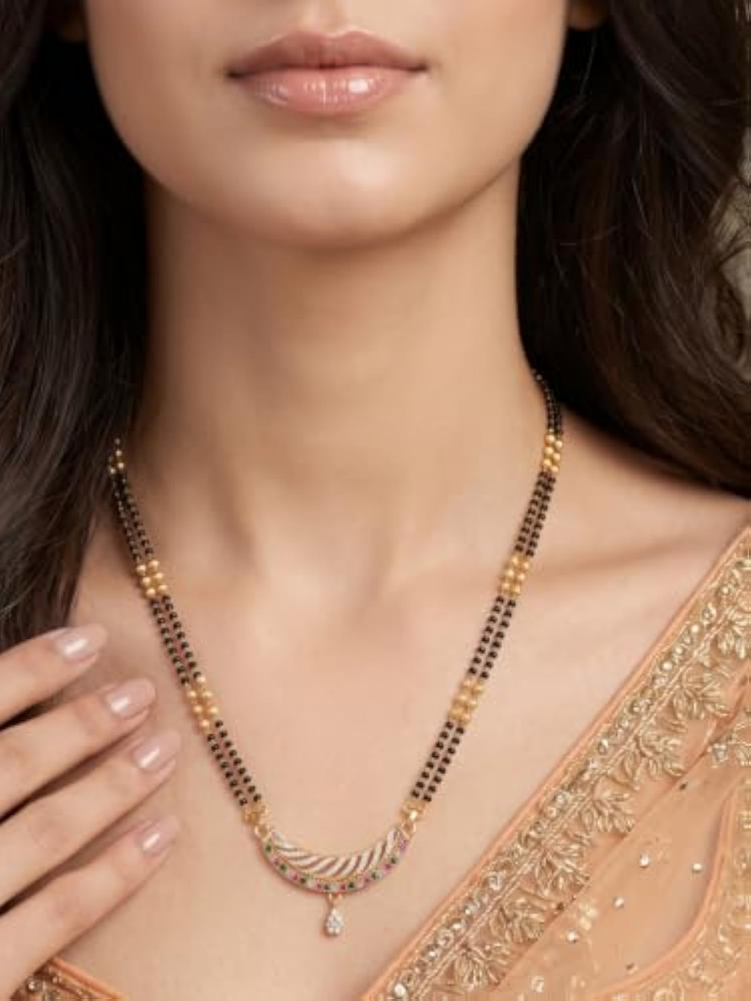 Women's Premium Gold Plated AD Studded Modern Mangalsutra
