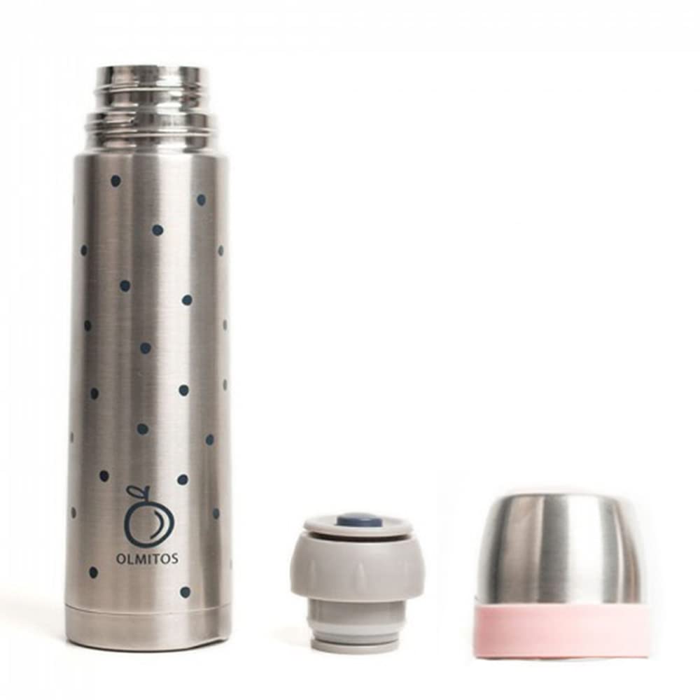 Olmitos Termo Para Liquidos Dots Rosa De Olmitos- Apto Para Bebidas Calientes Y Frías- Cierre Hermético- Sistema De Apertura Presionando Un Botón, color Rosa, 500 ml