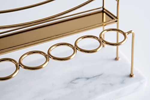 Ombre Home Luxury Handmade Natural Marble Lipstick Holder Organizer Display Stand With Gold Brass Hardware, Cosmetics Makeup Organizer Storage Rack For Lipsticks, Lip Gloss (White Marble) #TOP1