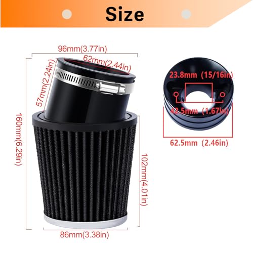 Image of 212cc Upgraded Air Filter Adapter Kit for Predator 196cc 212cc for Baja Motorsports MB165 for Coleman BT200X CT200U KT196 6.5Hp Clone Engine Mini Bike Go Kart -Black