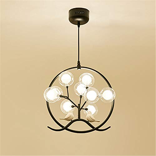 FLYFO Créatif LED Luminaire Suspendu, Nordique Moderne Acrylique 9 Têtes Plafond Lustre, Réglable en Hauteur Intérieur Restaurant Couloir Pendaison Éclairage 36 Cm,Noir,Warm Light