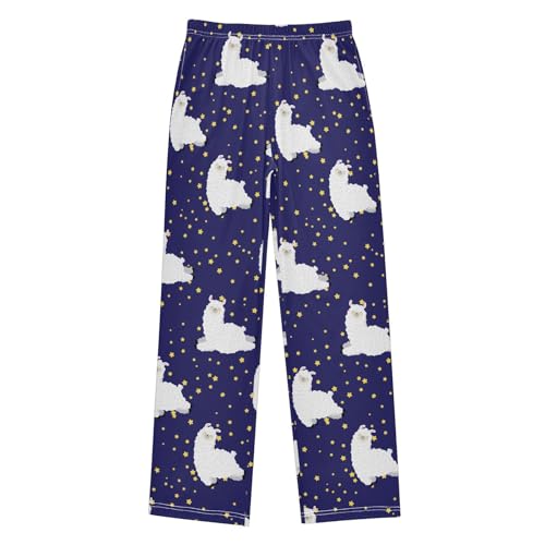 Boys' Pants Cute Lama Purple Long Bottoms Jogger Pants Elastic Waist Trousers with Pockets S-XL
