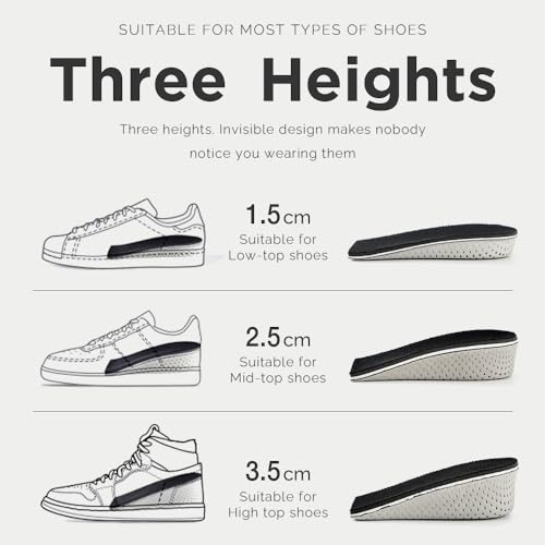 Image of 1Pair Memory Foam Invisible Height Increasing Insoles Soft Breathable Heel Lifting Inserts Pain Relief Heel Lift Height Booster for Unisex Men Women