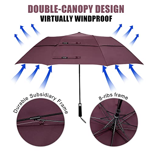 Image of G4Free 62 inch Portable Golf Umbrella Automatic Open Large Oversize Vented Double Canopy Windproof Waterproof Sport Umbrellas | Windproof Heavy Duty Umbrella, Automatic Open, Sport Umbrella, Durable, Waterproof Stick Umbrella, for Rain, for 2 People
