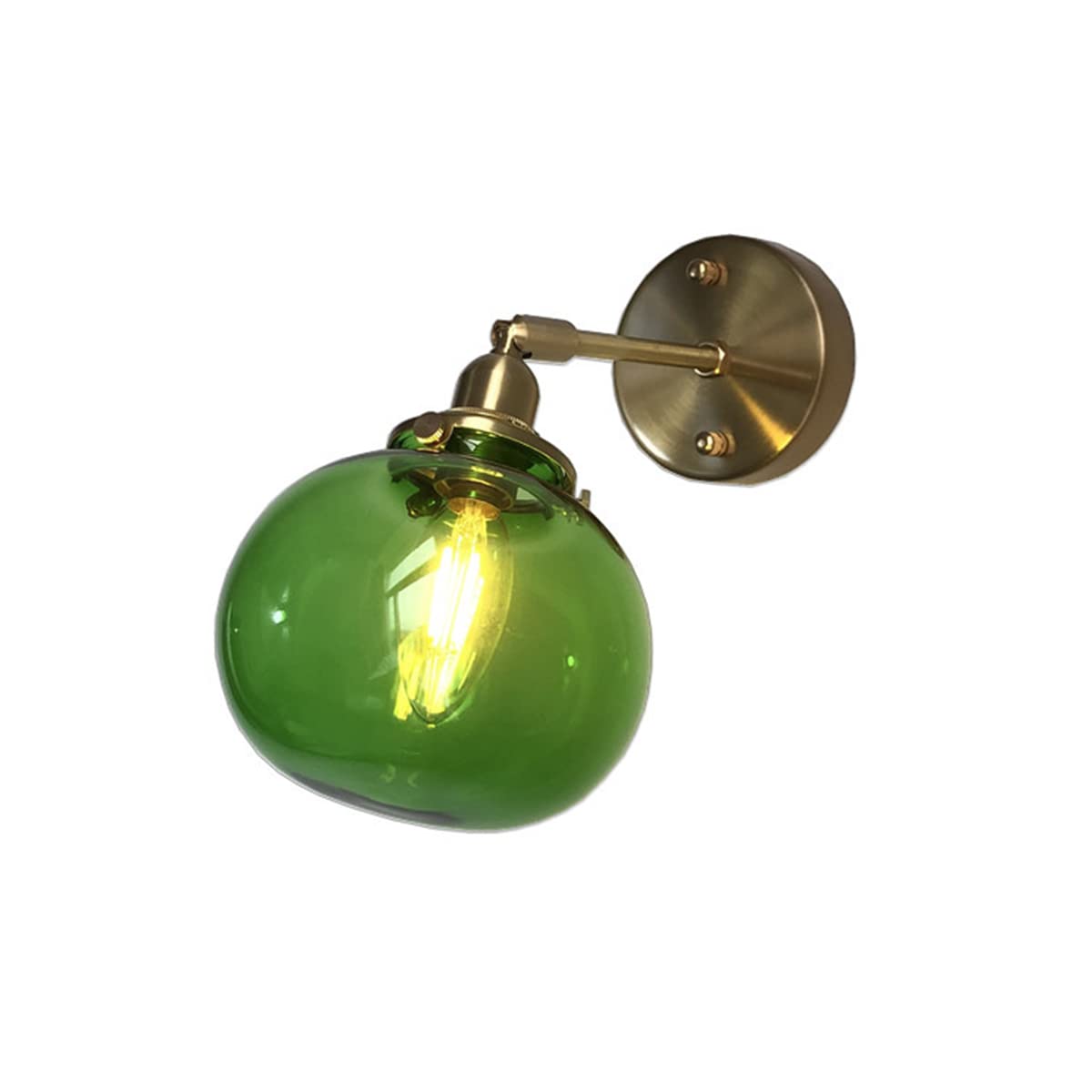 WXKAGF E27 Lampada da Parete per Interni Vintage Lampada da Parete in Vetro Verde Lampada da Parete in Ottone retrò con Paralume sferico Lampadario da Ristorante Illuminazione da Parete Regolabile