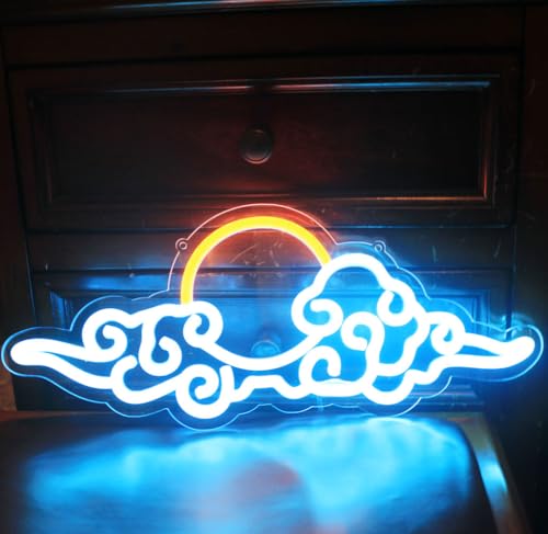 Image of Sunset Sunrise Neon Sign Dimmable anime cloud Led Signs for Wall Decor Room Decor Bedroom Anime-themed for Men cave Office Bar Birthday Party Christmas(Ice Blue Orange)