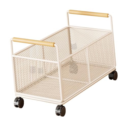 Qianly Carro de Almacenamiento Organizador de Armario Caja de Archivos Móvil Estantería con Ruedas Y Asa de Madera Adecuado para Suministros de Arte Y Manua, M