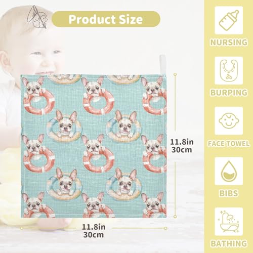 vvfelixl Cartoon Dog Swim Baby Burp Cloths Baby Muslin Washcloths for Boys Girls Cotton Babys Face Towel for Newborn Infants Soft and Absorbent 11.8 X 11.8 in, 5 Pack4