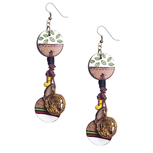 Image of Handcrafted Boho & Tribal Earrings for Women - Wooden, Brass & Terracotta Statement Designs in Drop, Hoop, Loop & Dangle Styles