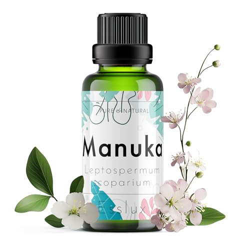 Image of Esslux Manuka Essential Oil for Cleansed Skin - Pure, Therapeutic Grade Manuka Oil - Use in Diffuser or on Skin & Hair - Perfect for Aromatherapy, Oily Skin & Brittle Nails - 30 ML