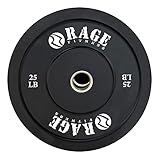 RAGE Fitness Olympic Bumper Plate (SOLD INDIVIDUALLY - 10lb, 15lb, 25lb, 35lb, 45lb), Steel Insert, Strength Training, Bench Press, Squats, Powerlifting, 25 lb