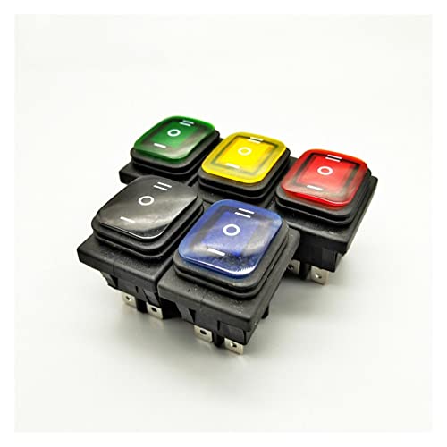 Interrupteur à bascule KCD4 DPDT 6 broches 20A 220V rouge étanche - 3