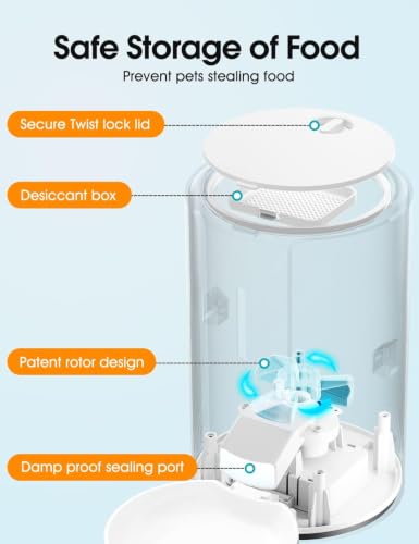 WOPET Automatic Cat Feeder, 3L Cat Food Dispenser, Automatic Dog Feeder, Timed Feeder 6 Meals Daily with Portion Control, 10s Voice Recording, Backup Power - Image 5