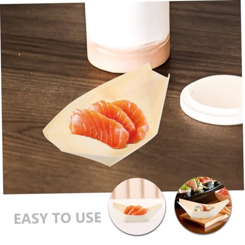 Platos desechables madera sintética en forma barco sushi 100 pzas miniatura 7