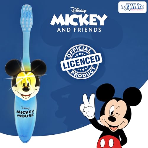 Disney Micky Maus blinkende Zahnbürste für Kinder mit 2-Minuten-Blinklicht, weichen, abgerundeten Borsten und komfortablem Griff, für Kinder ab 3 Jahren – Bild 3