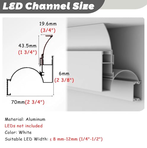 Moldura de Techo con difusor LED de 2,7 m y canal de aluminio negro para iluminación de techos 3