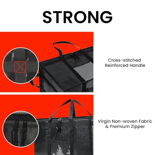 Image of NZ home Insulated Bags for Food Delivery (3XL PRO) Grocery Shopping Cooler Bag, Pizza Delivery, Hot & Cold Catering Tote, Reusable, Foldable & Heavy Duty (2 Pack, Black)