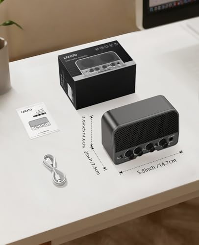 Image of LEKATO Mini Guitar Amp Rechargeable Electric Guitar Amplifer 5W, Clean /Overdrive Channels,Portable Small Amp for Guitarist Practice,Black