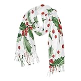 Mazeann Christmas Holly Leaves Womens Scarf Pashmina Shawl Wraps Large Winter Long Warm Scarfs for Women